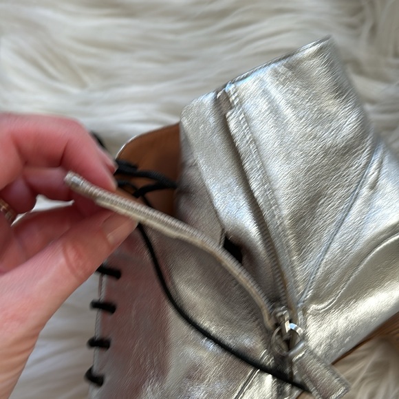 Missoni Leather Metalic Silver Lace-Up Booties 38 - Picture 11 of 14